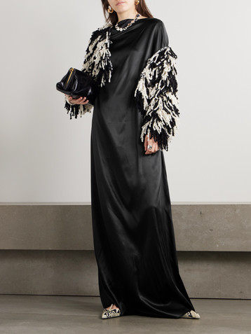 Dries Van Noten Open-back draped silk-blend satin gown