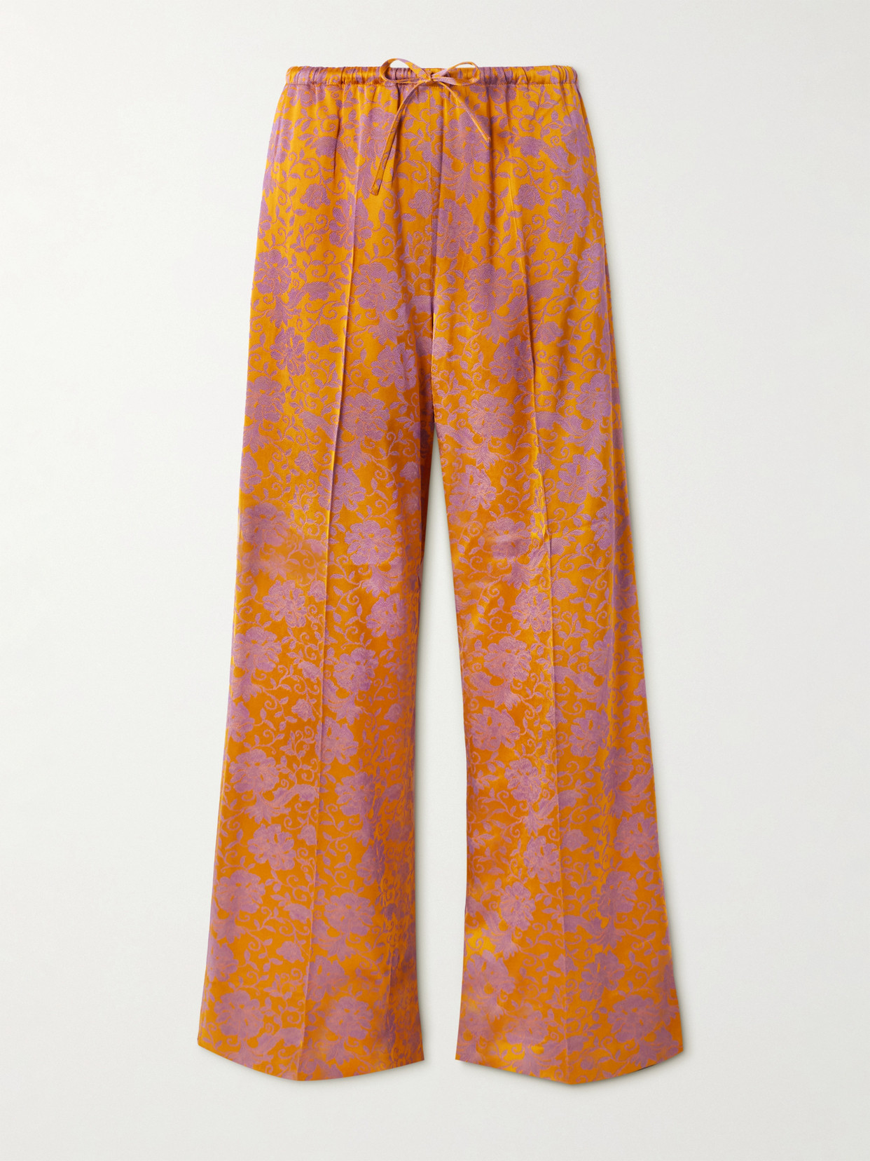 Dries Van Noten Puvis Floral Jacquard Straight-leg Pants In Orange
