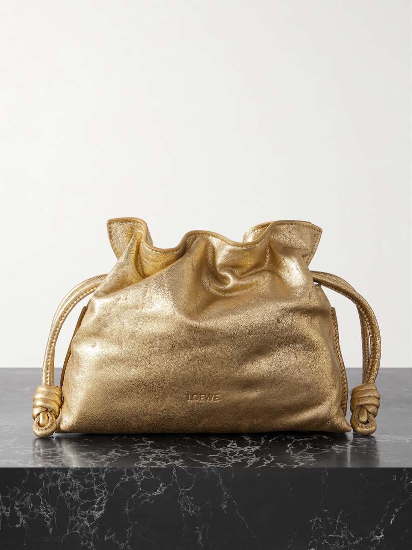Loewe Flamenco Mini Metallic Textured-leather Clutch