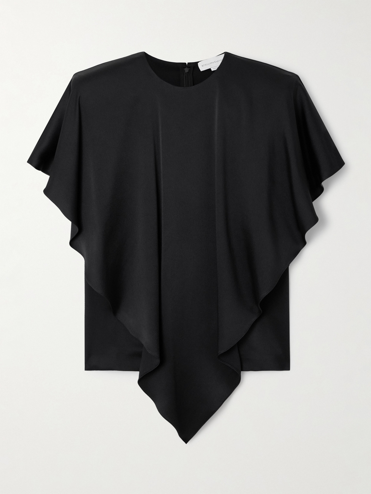 Stella Mccartney Asymmetric Layered Lightweight Satin Blouse In Black