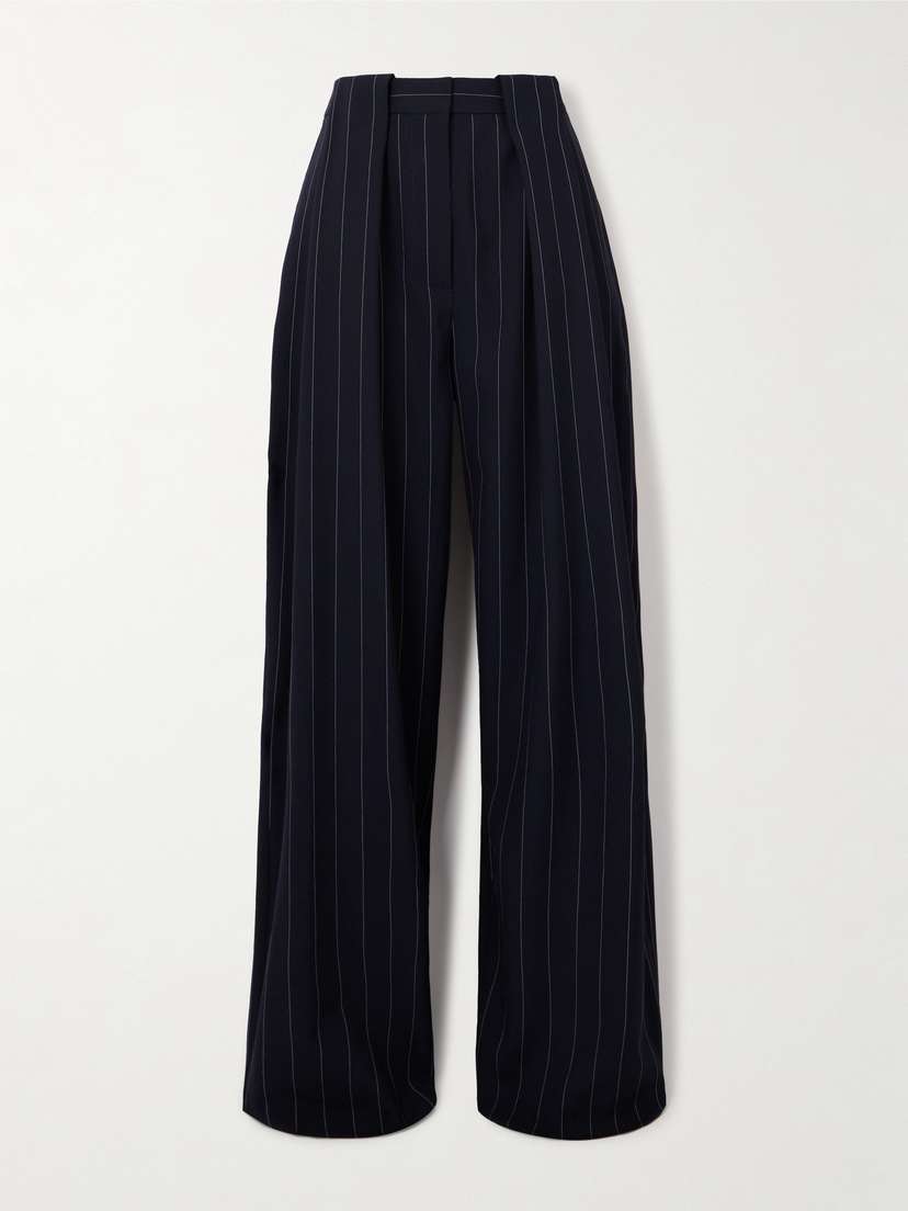 Stella McCartney Paneled Pinstriped Wool-blend Wide-leg Pants