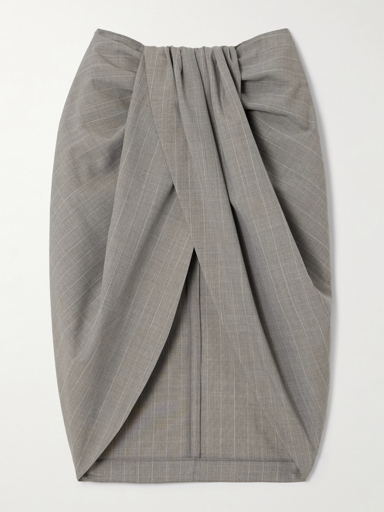 Stella McCartney - Draped Striped Wool-crepe Skirt - Gray