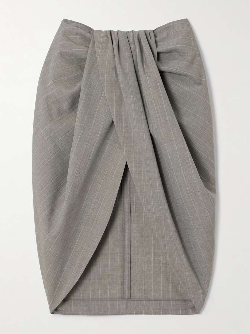Stella McCartney Draped Striped Wool-crepe Skirt
