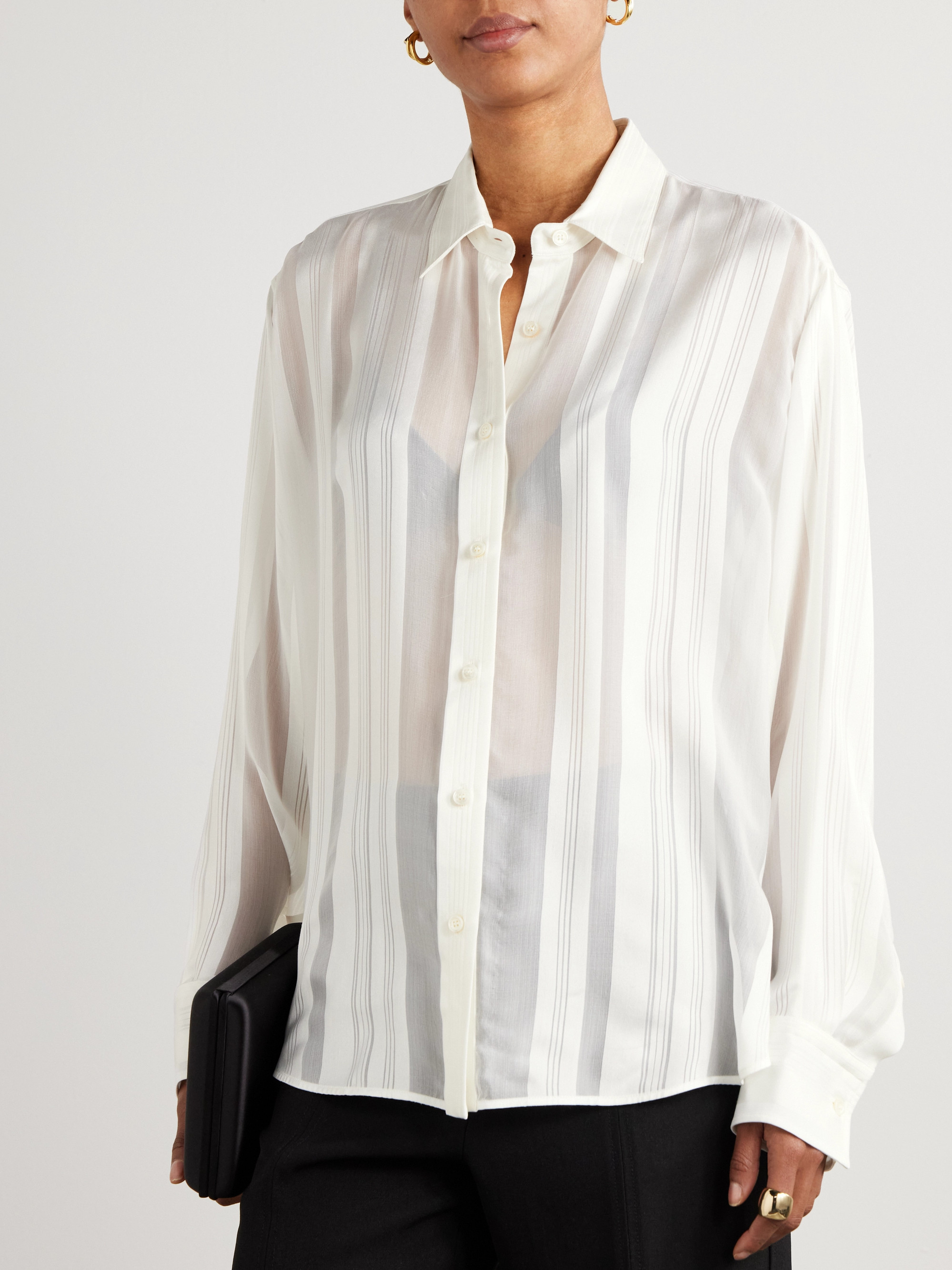 Stella McCartney - Paneled organic silk-chiffon and satin shirt