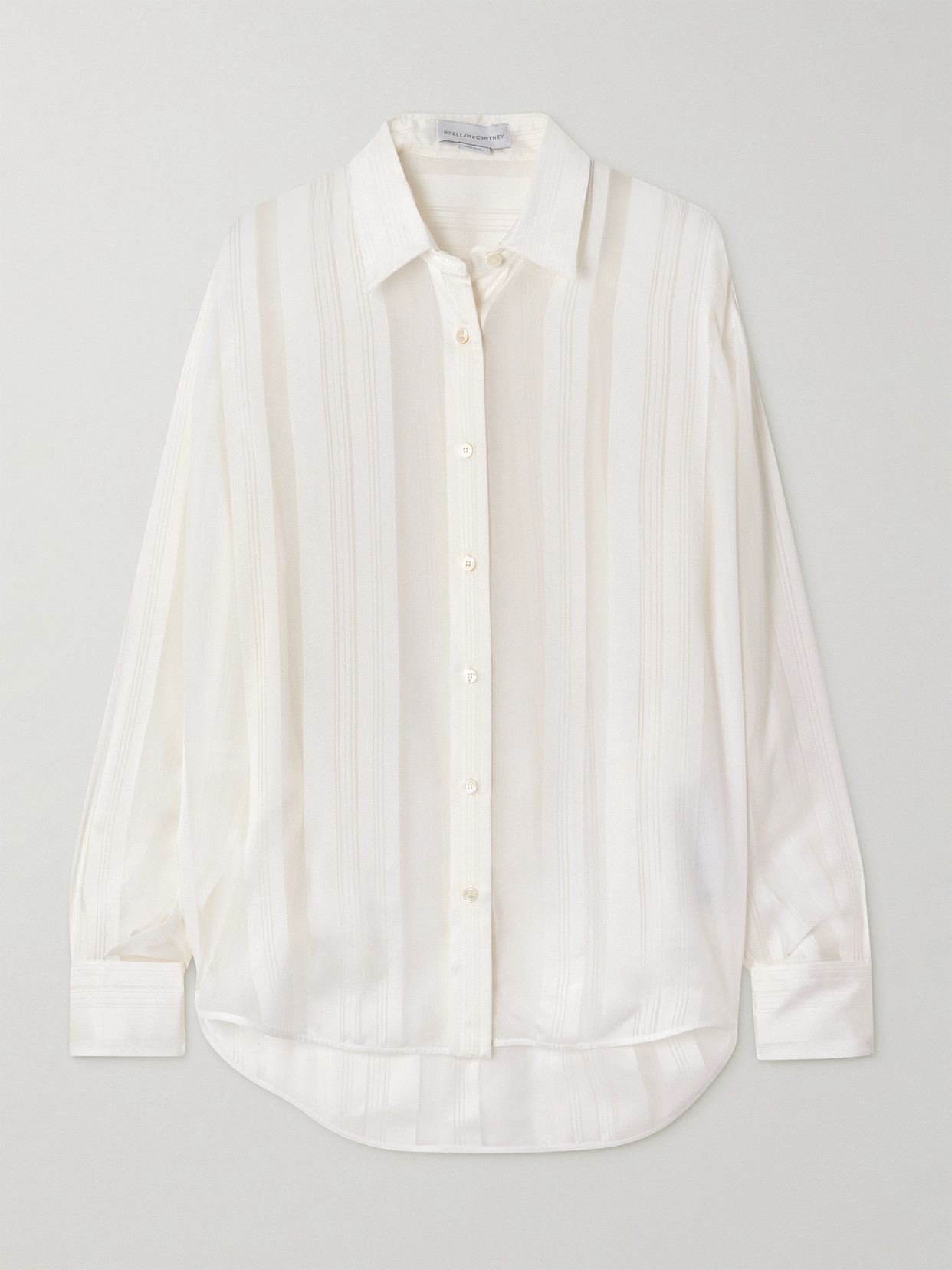 Stella Mccartney Paneled Organic Silk-chiffon And Satin Shirt In White