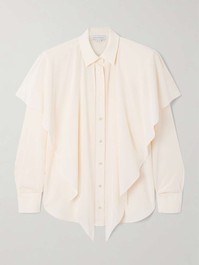 Stella McCartney Cape-effect Organic Silk-crepe De Chine Shirt
