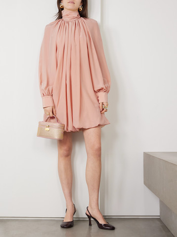 Stella McCartney Open-back gathered silk crepe de chine mini dress