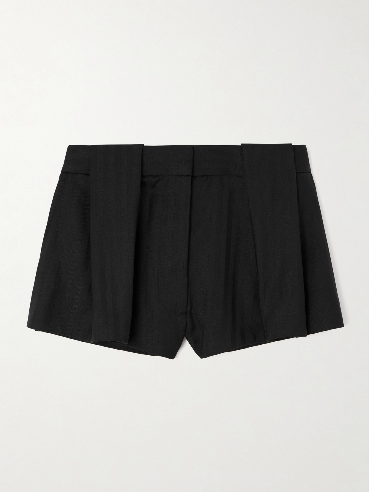 Stella Mccartney Pleated Wool-jacquard Shorts In Black