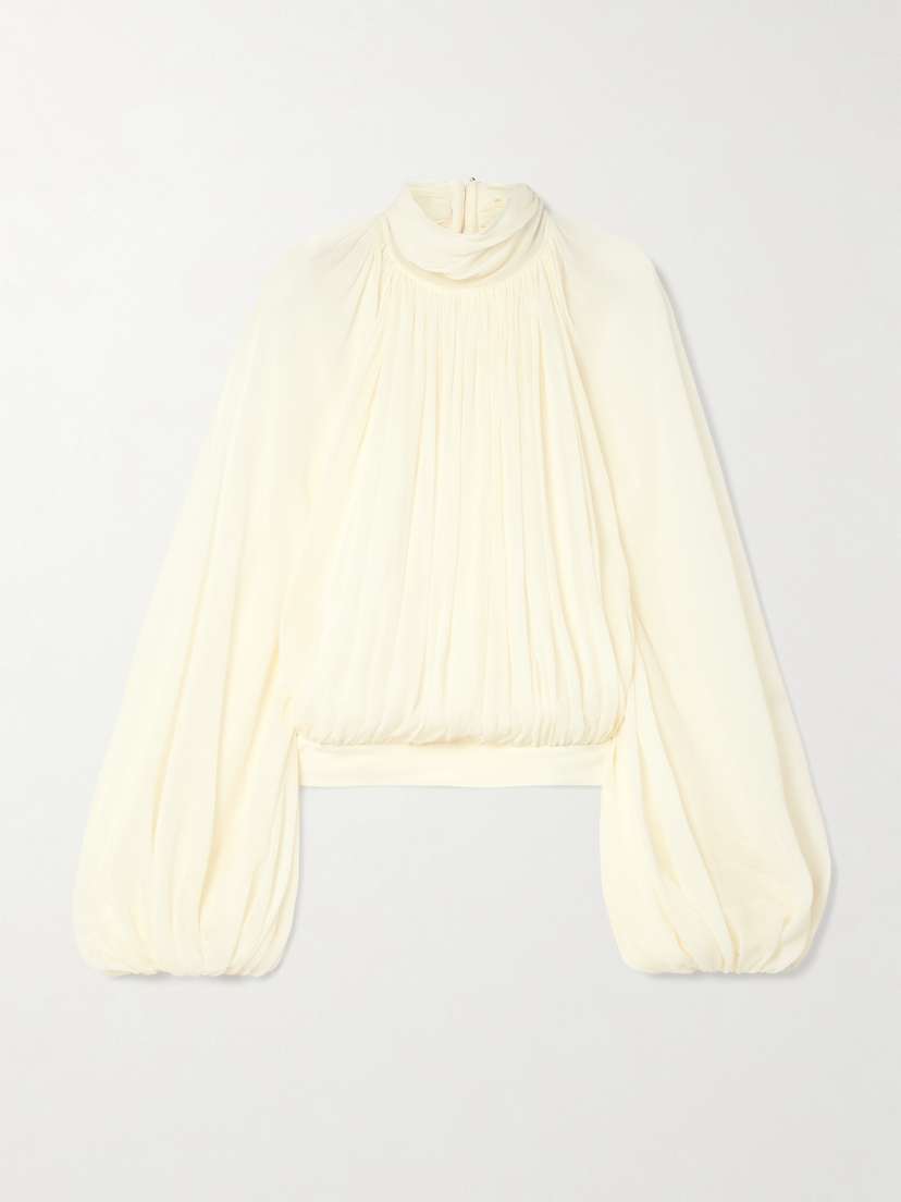 Stella McCartney Open-back Gathered Silk-crepon Blouse