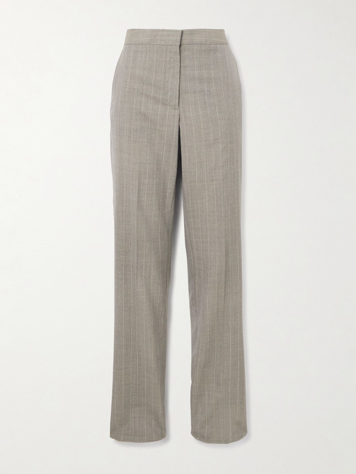 Stella Mccartney Pinstriped Wool Straight-leg Pants In Gray