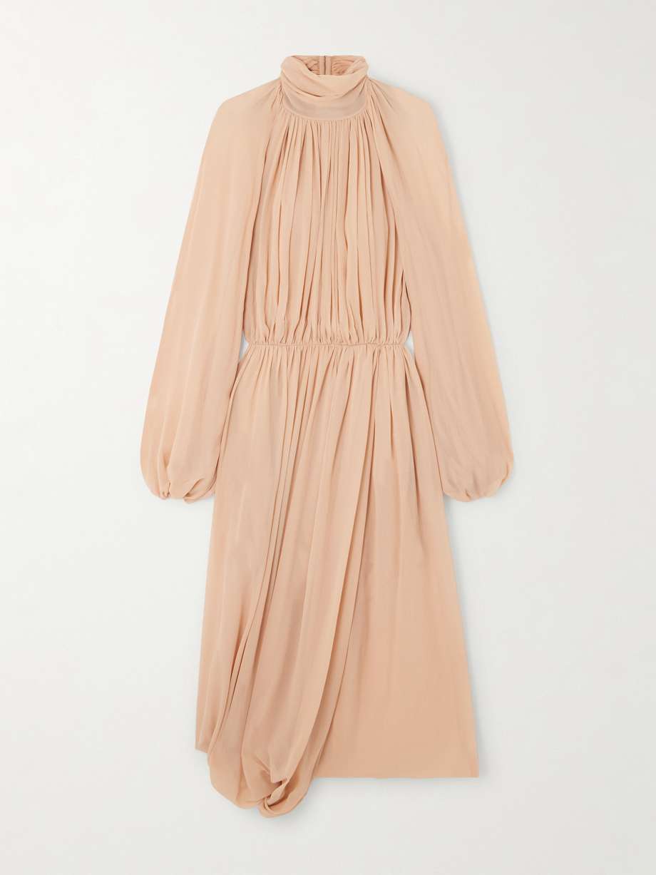 open-back silk-crepon midi dress