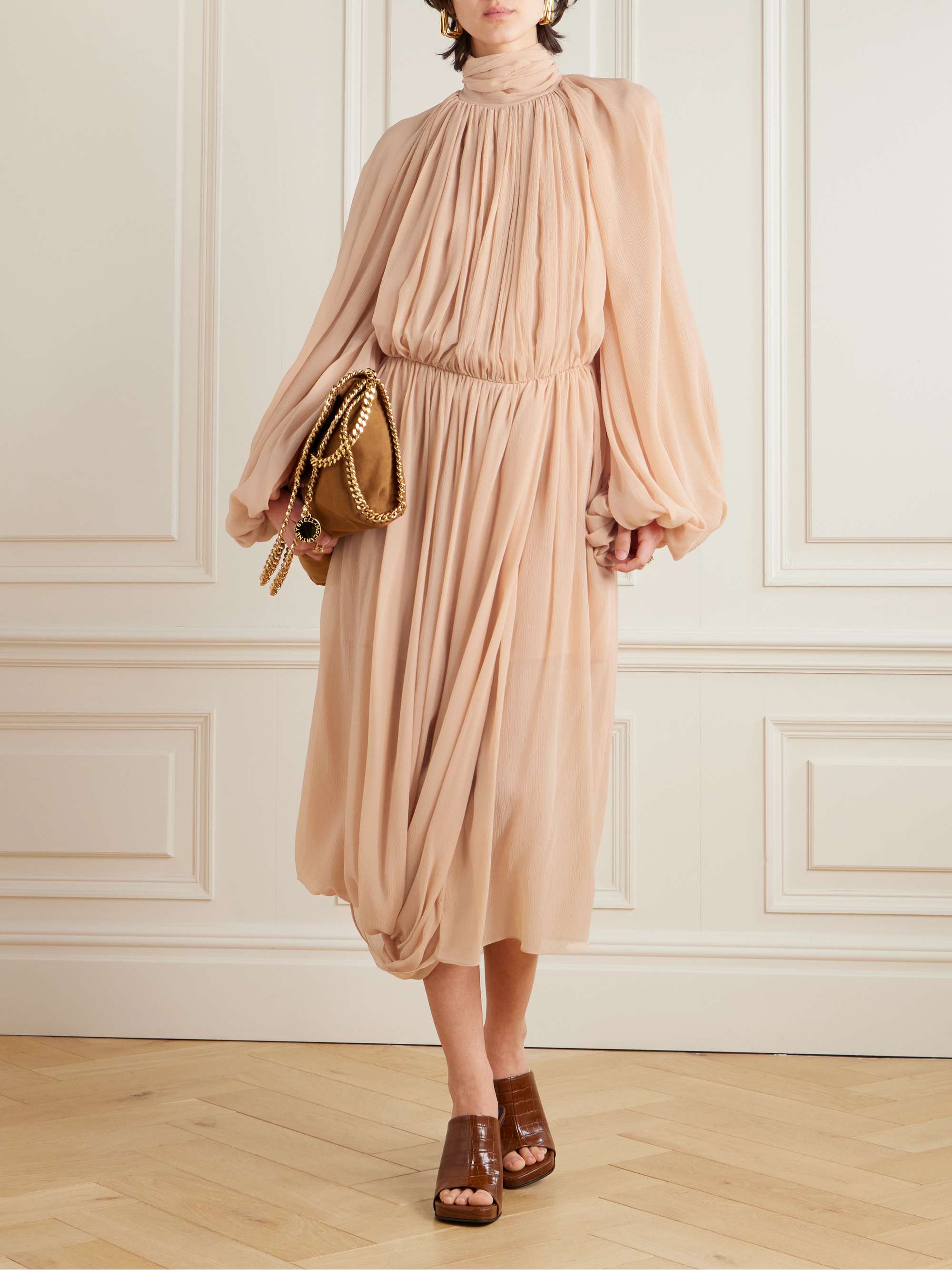 STELLA MCCARTNEY Open-back silk-crepon midi dress | NET-A-PORTER STELLA MCCARTNEY Open-back silk-crepon midi dress | NET-A-PORTER