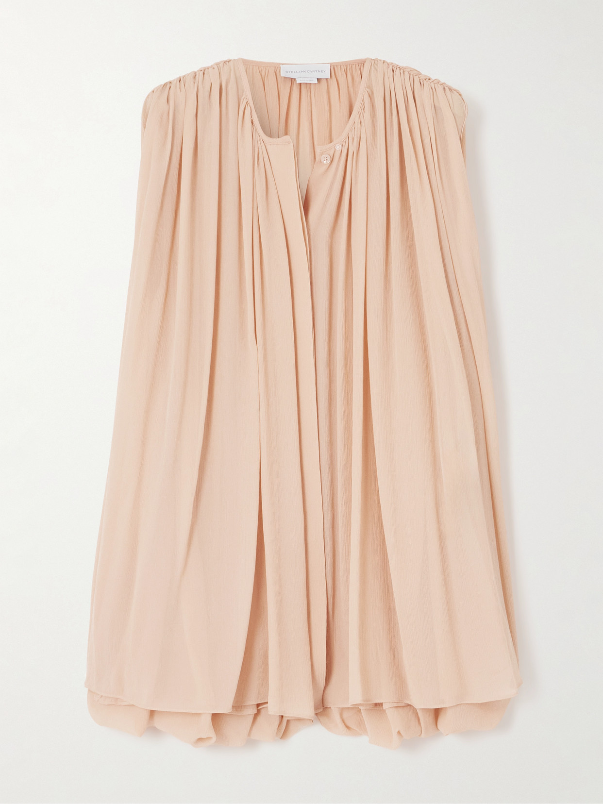 Stella McCartney - Cape-effect Gathered Organic Silk-chiffon Blouse - Pink