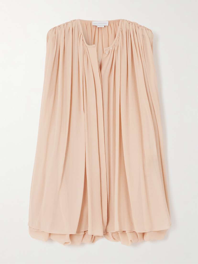 Stella McCartney Cape-effect Gathered Organic Silk-chiffon Blouse