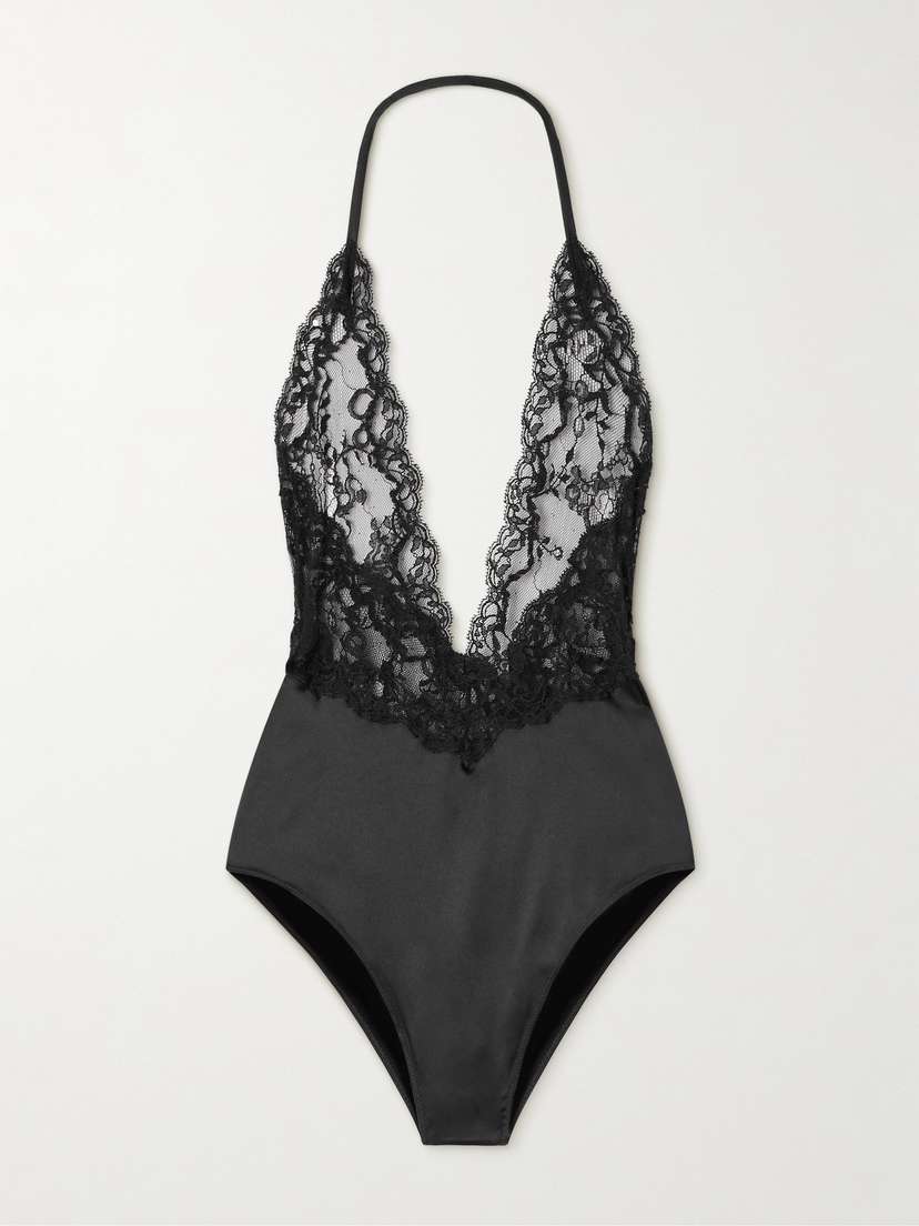 Givenchy Lace And Satin Halterneck Bodysuit