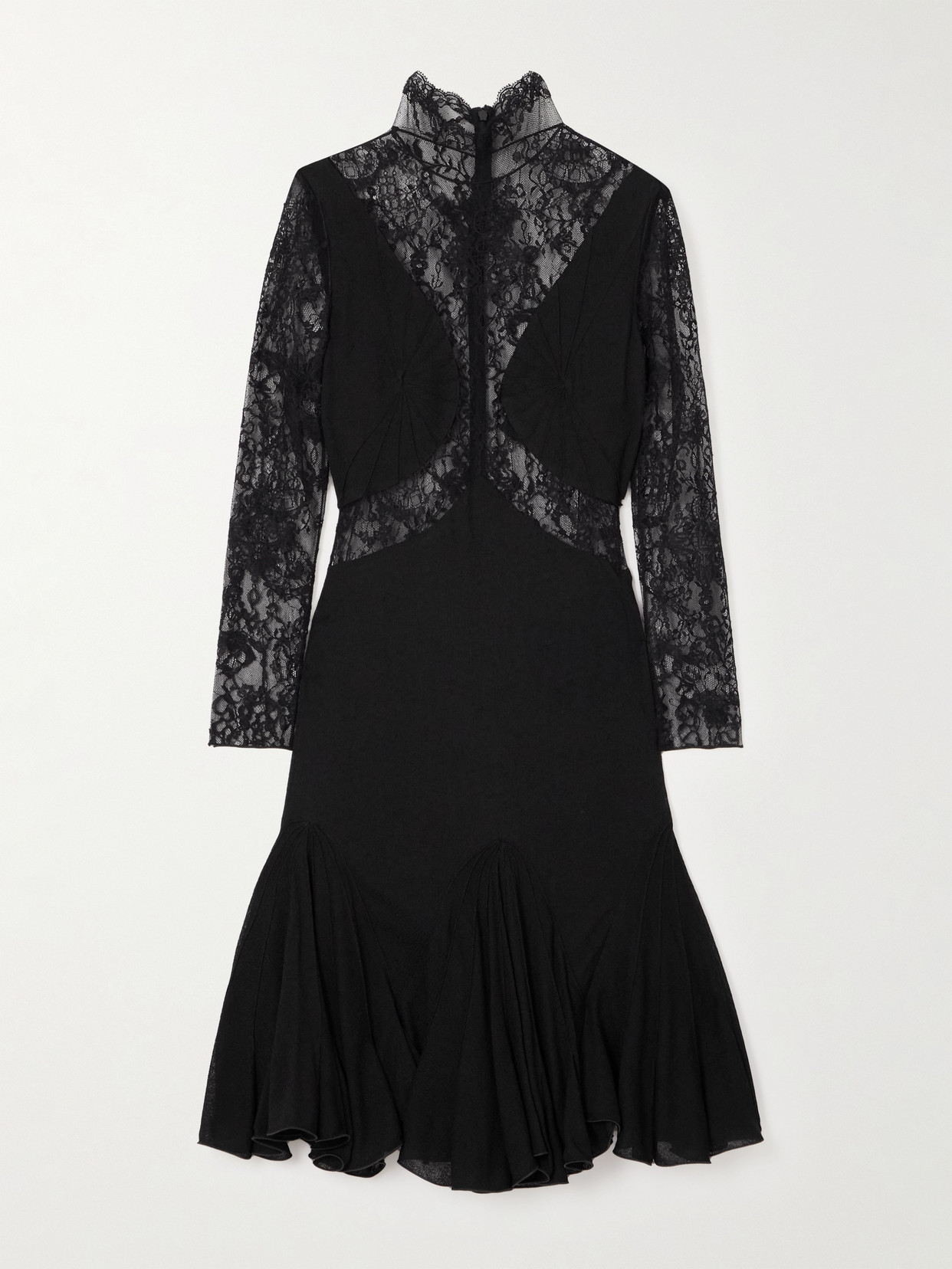 Givenchy Bracelet-sleeve Lace Inset Midi Dress In Black