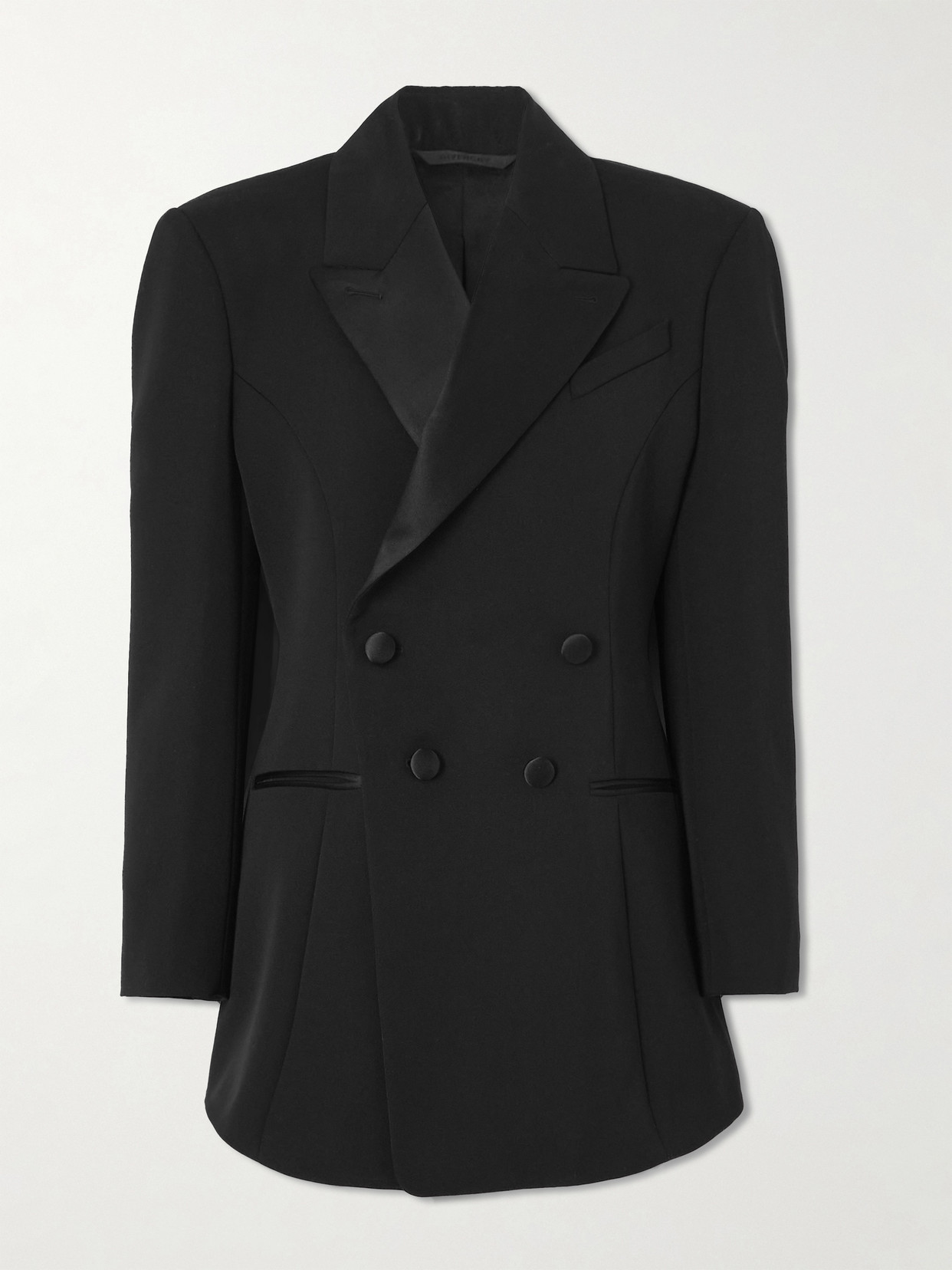 Givenchy - Double-breasted Silk-blend Satin-trimmed Wool-twill Blazer - Black