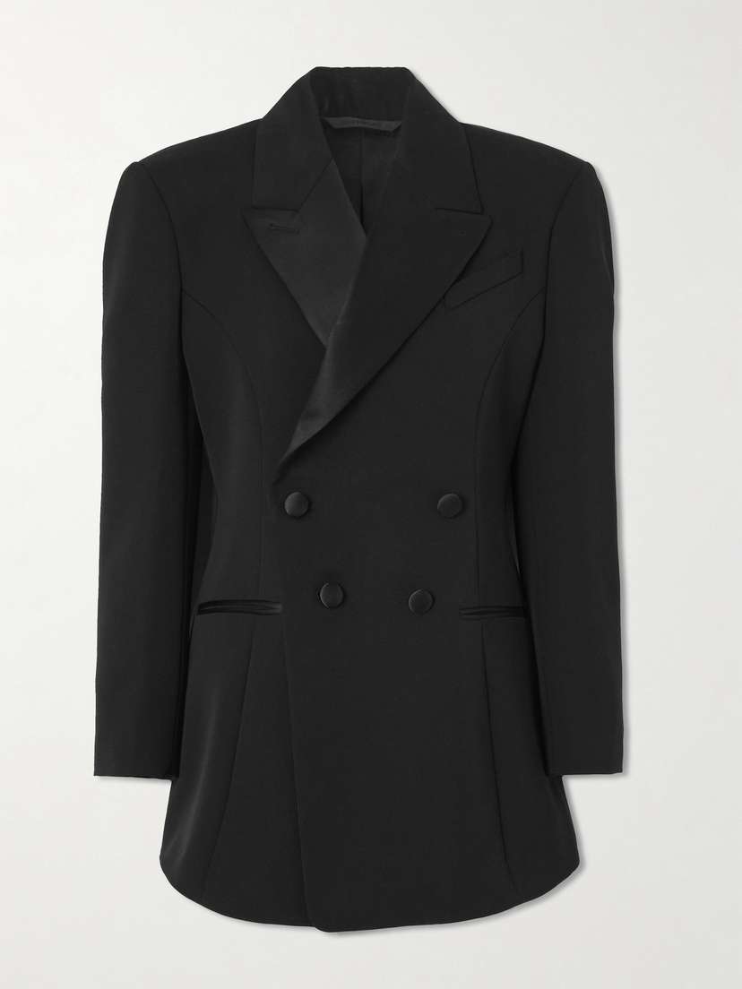 Givenchy Double-breasted Silk-blend Satin-trimmed Wool-twill Blazer