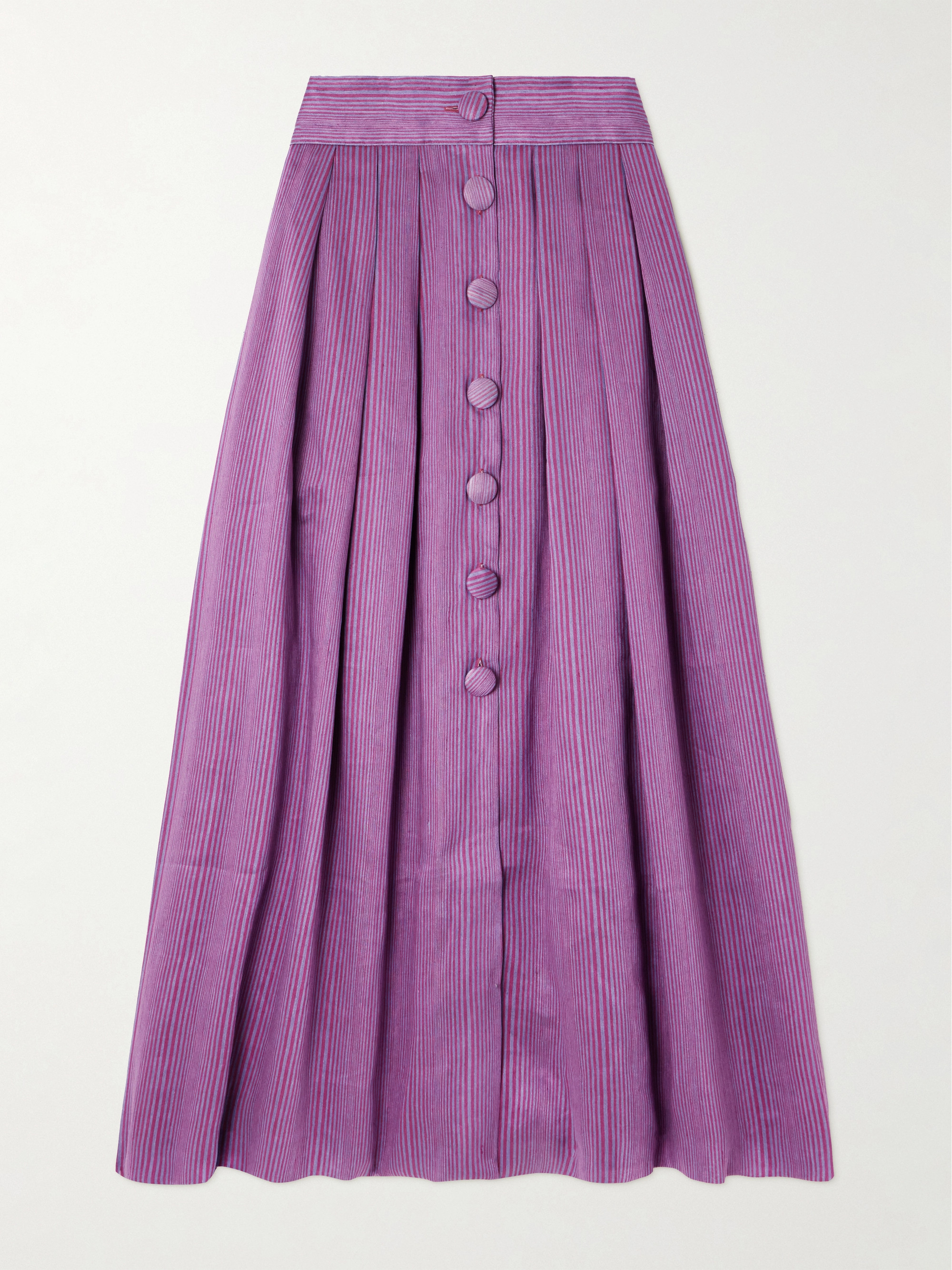 Destree Irving striped linen-blend midi skirt thumbnail