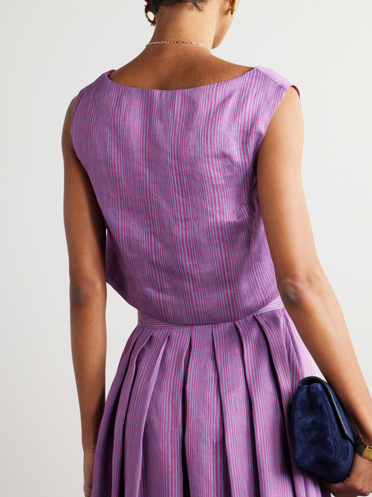 D'estree Richard Veil Striped Linen-blend Top In Purple