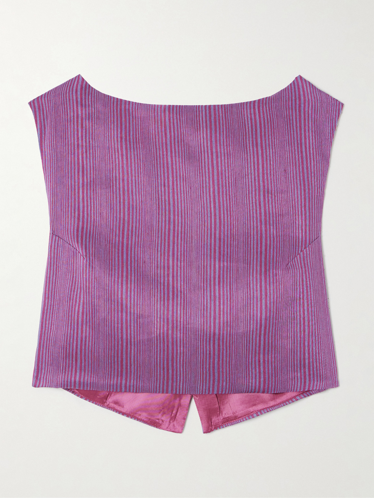 D'estree Richard Veil Striped Linen-blend Top In Purple