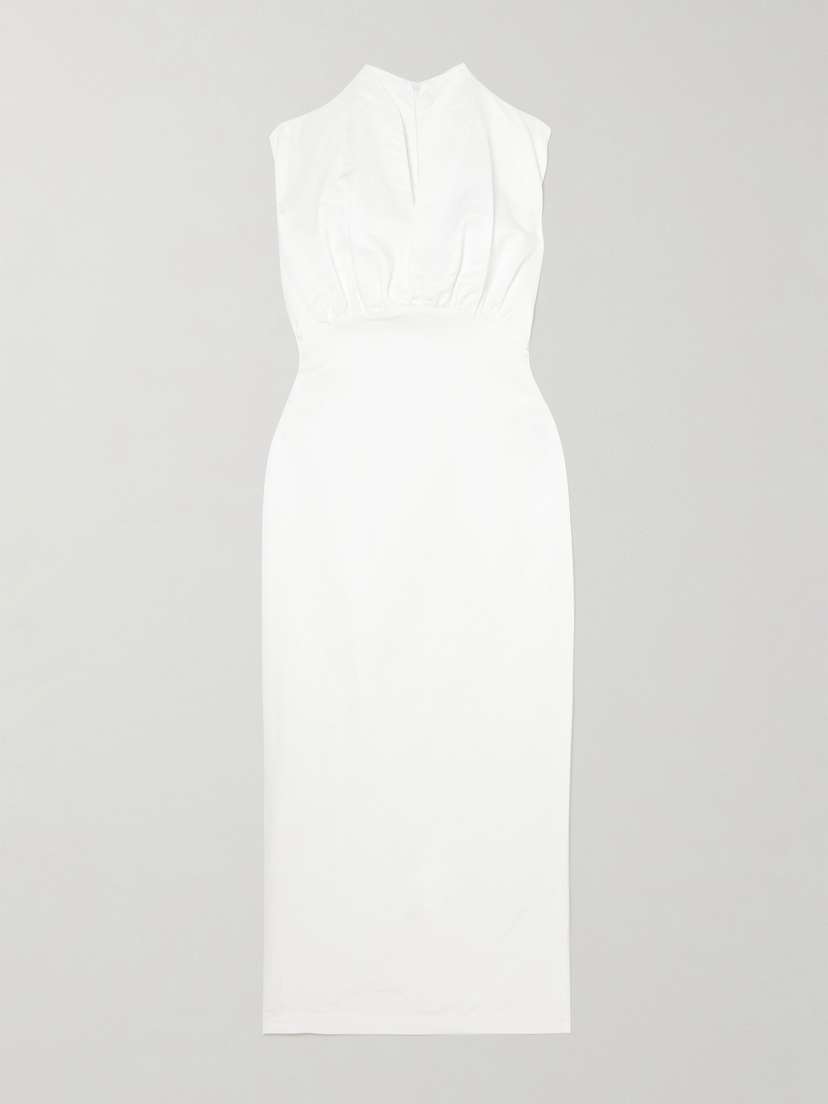 DESTREE Paz Gathered Textured-woven Midi Dress