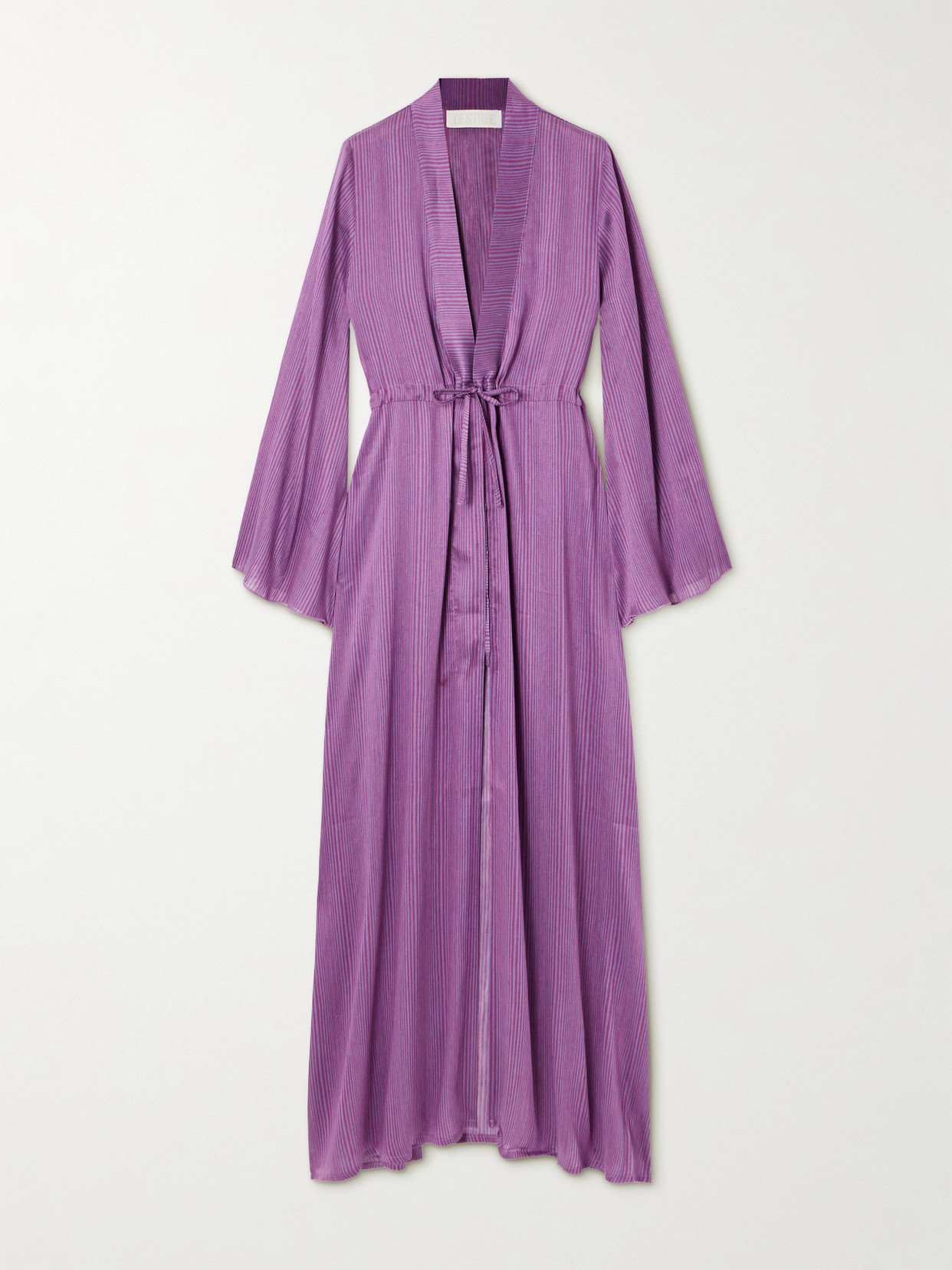 D'estree Otani Veil Striped Linen-blend Coverup In Purple
