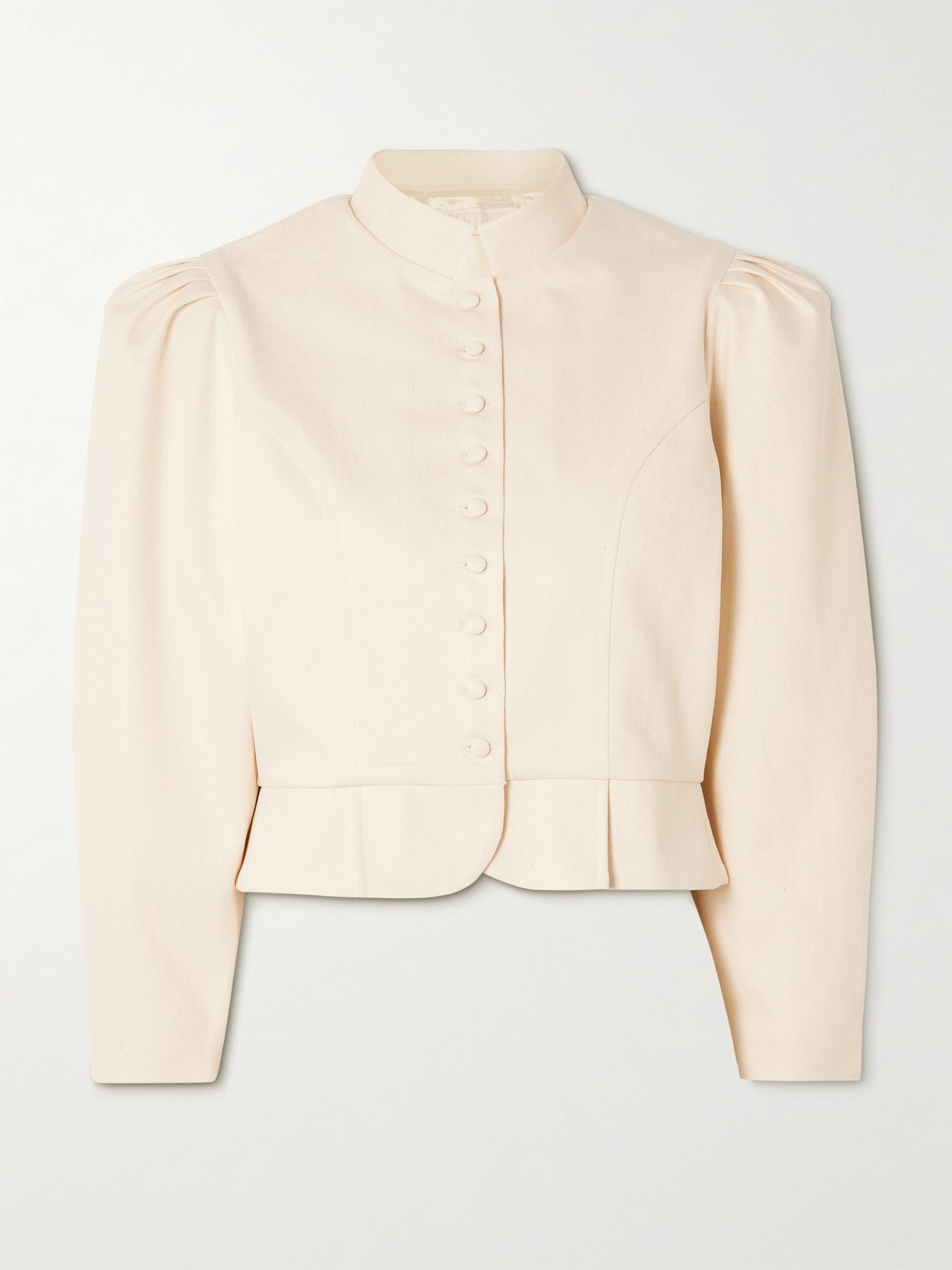 D'estree Amoako Denim Peplum Jacket In Ecru