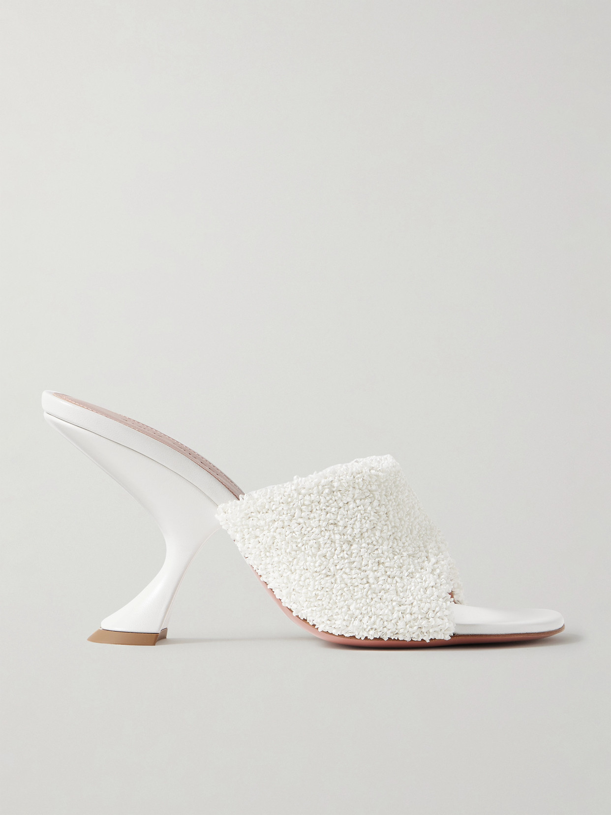 Amina Muaddi Taylor Leather-trimmed Raffia Mules