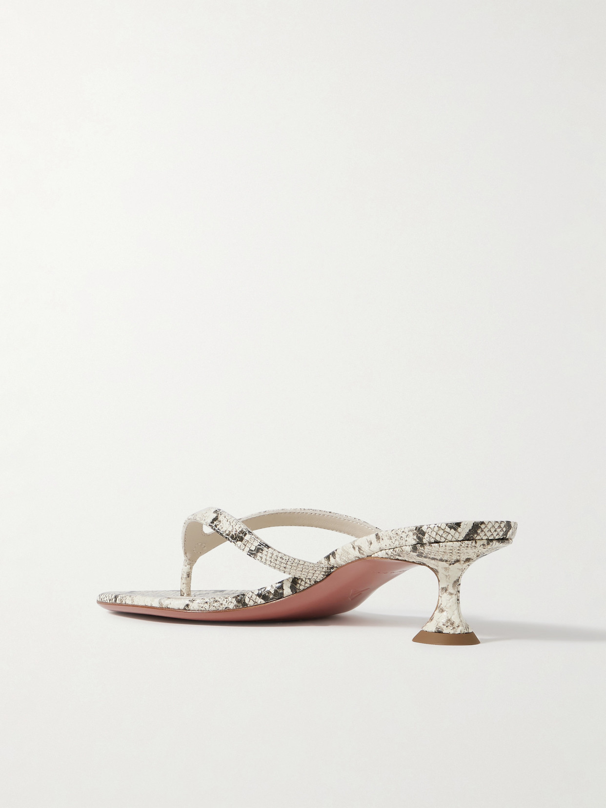 Amina Muaddi Snakeprint-leather Juliette Heeled Sandals 45 In Neutral