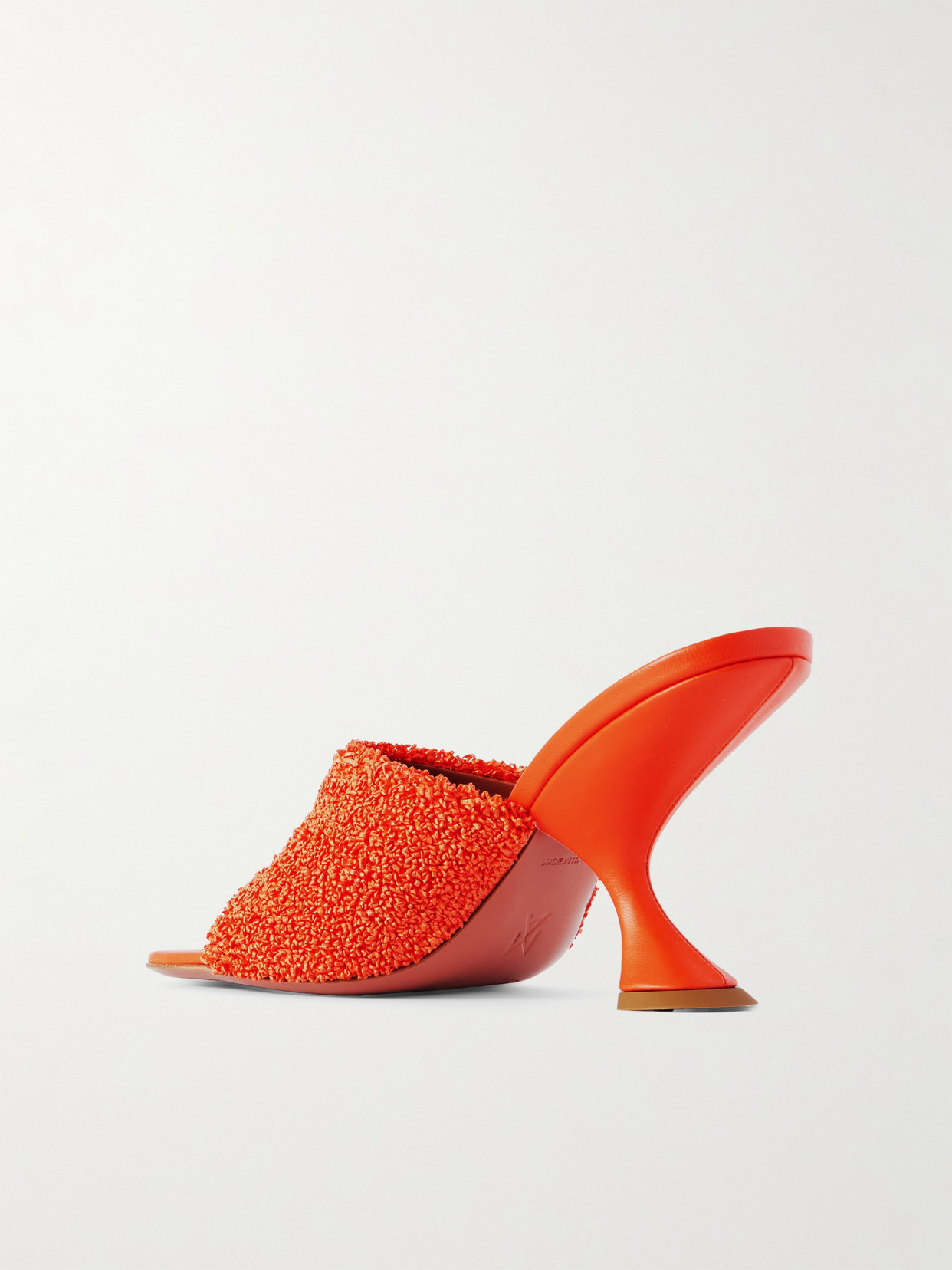 Amina Muaddi Taylor Leather-trimmed Raffia Mules