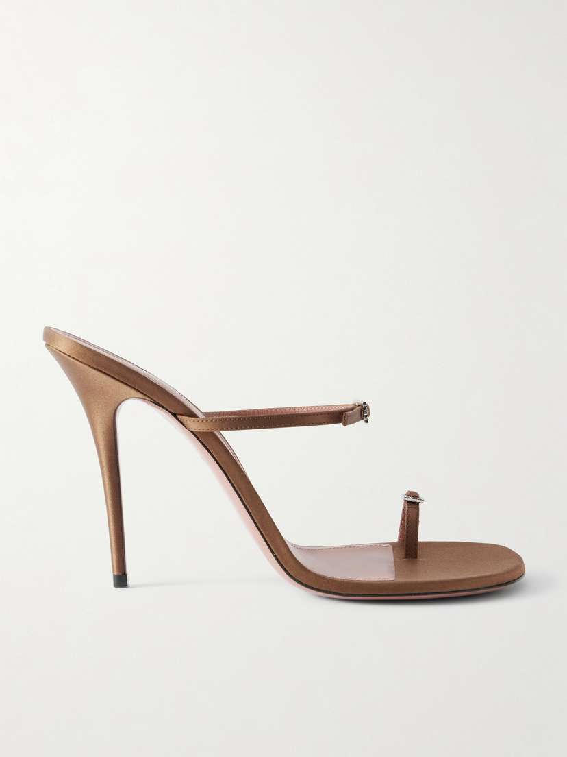 Amina Muaddi Crystal-embellished Satin Sandals