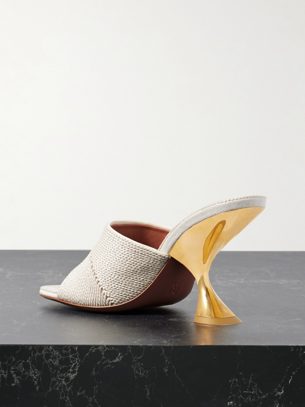 Amina Muaddi Taylor Canvas Mules