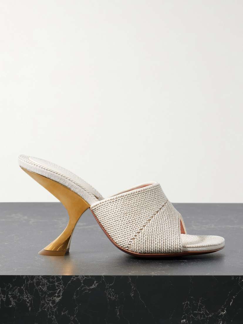 Amina Muaddi Taylor Canvas Mules