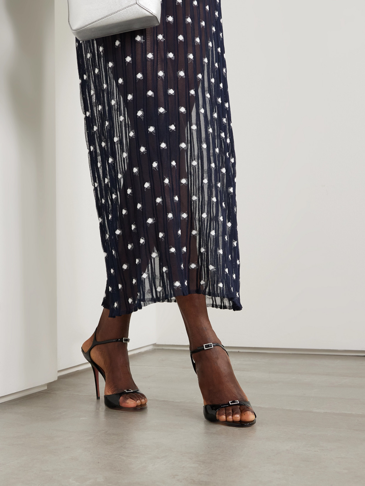 Amina Muaddi Adut Crystal-embellished Buckled Patent-leather Sandals In Black