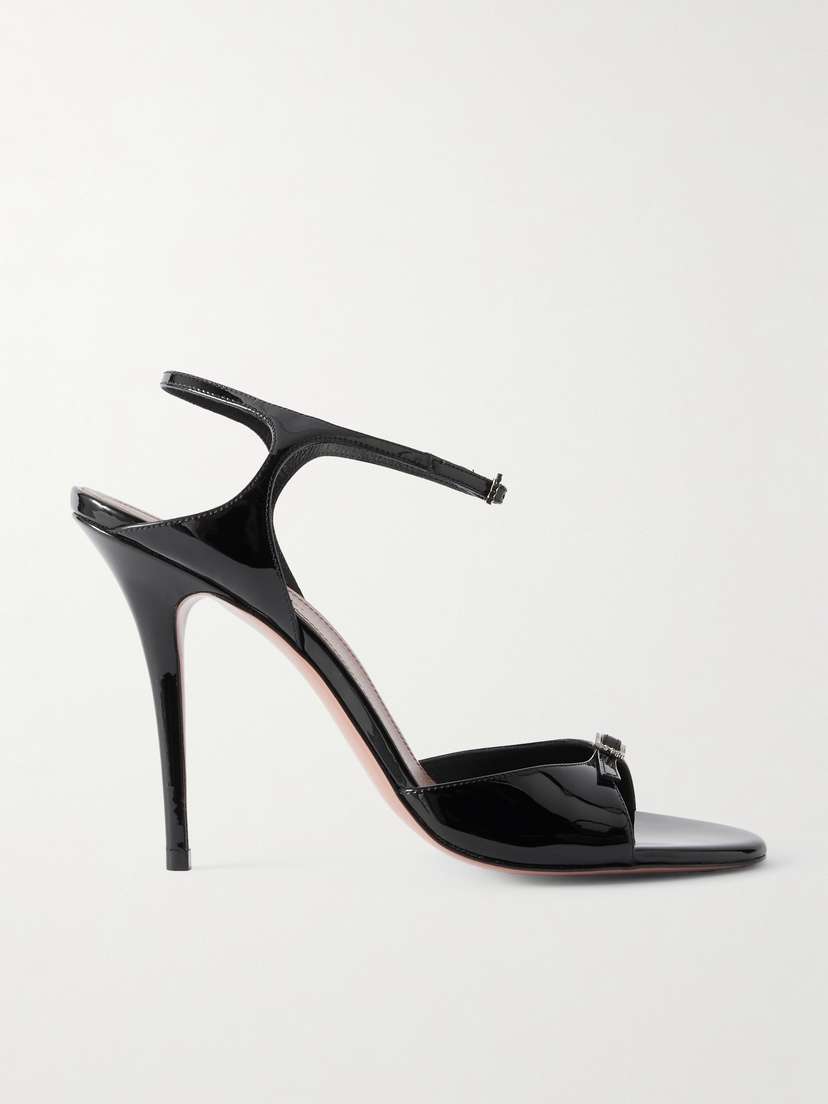 Amina Muaddi Adut Crystal-embellished Buckled Patent-leather Sandals