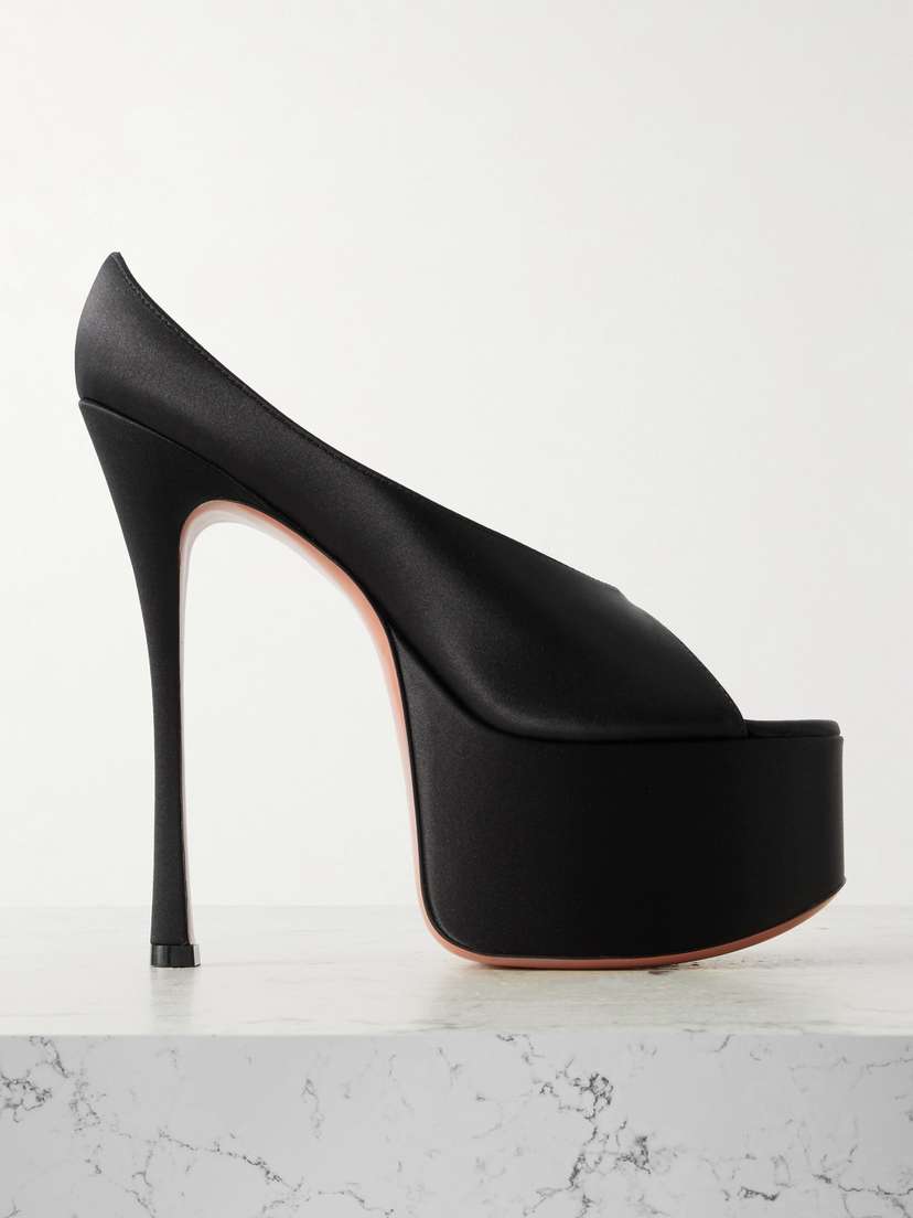 Amina Muaddi Anok Satin Platform Sandals