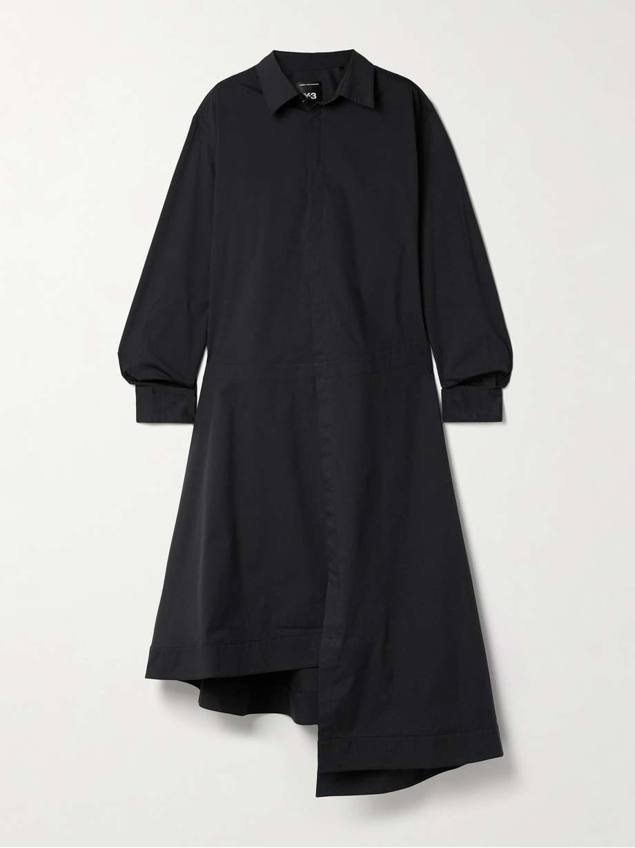 + y3 cotton-blend poplin maxi shirt dress