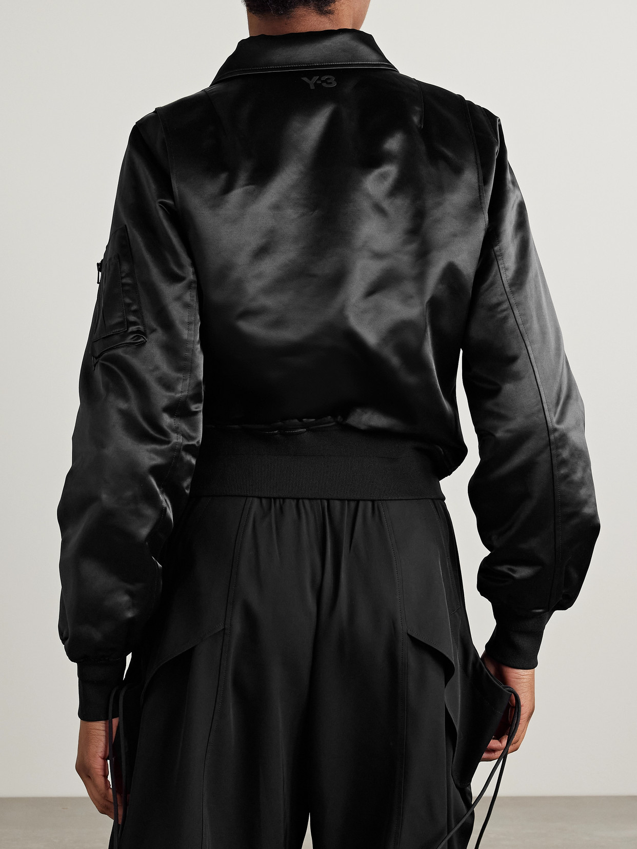 Shop Adidas Originals + Y-3 Padded Satin Bomber Jacket In Black