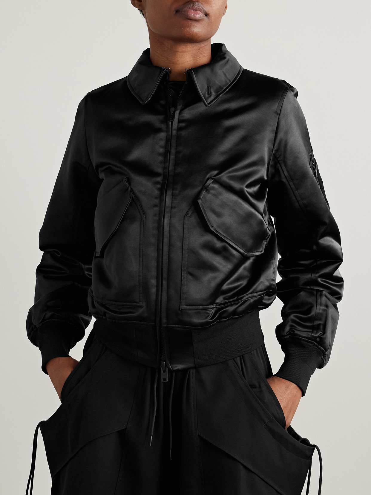 Shop Adidas Originals + Y-3 Padded Satin Bomber Jacket In Black
