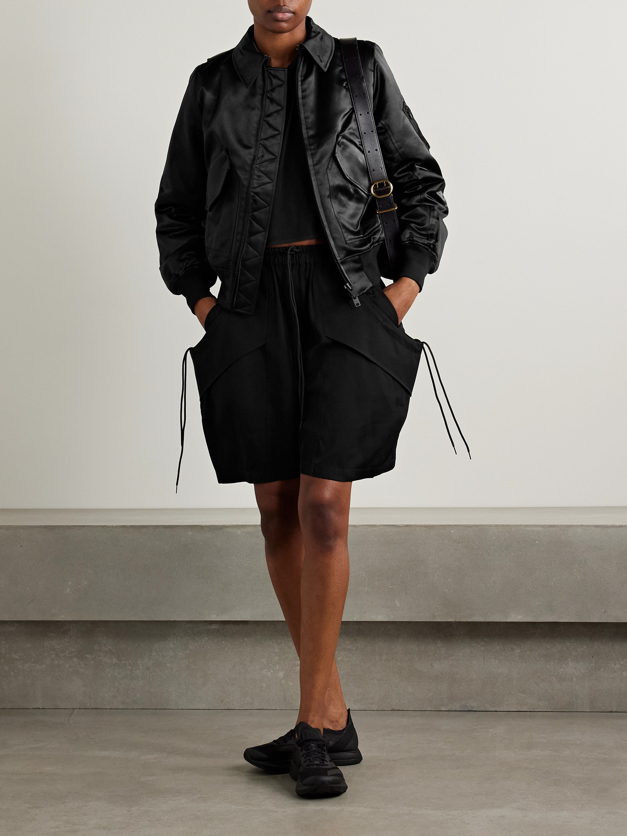 Shop Adidas Originals + Y-3 Padded Satin Bomber Jacket In Black