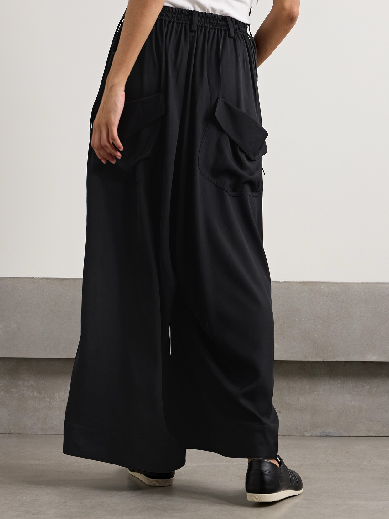 Adidas Originals + Y-3 Twill Wide-leg Pants In Black