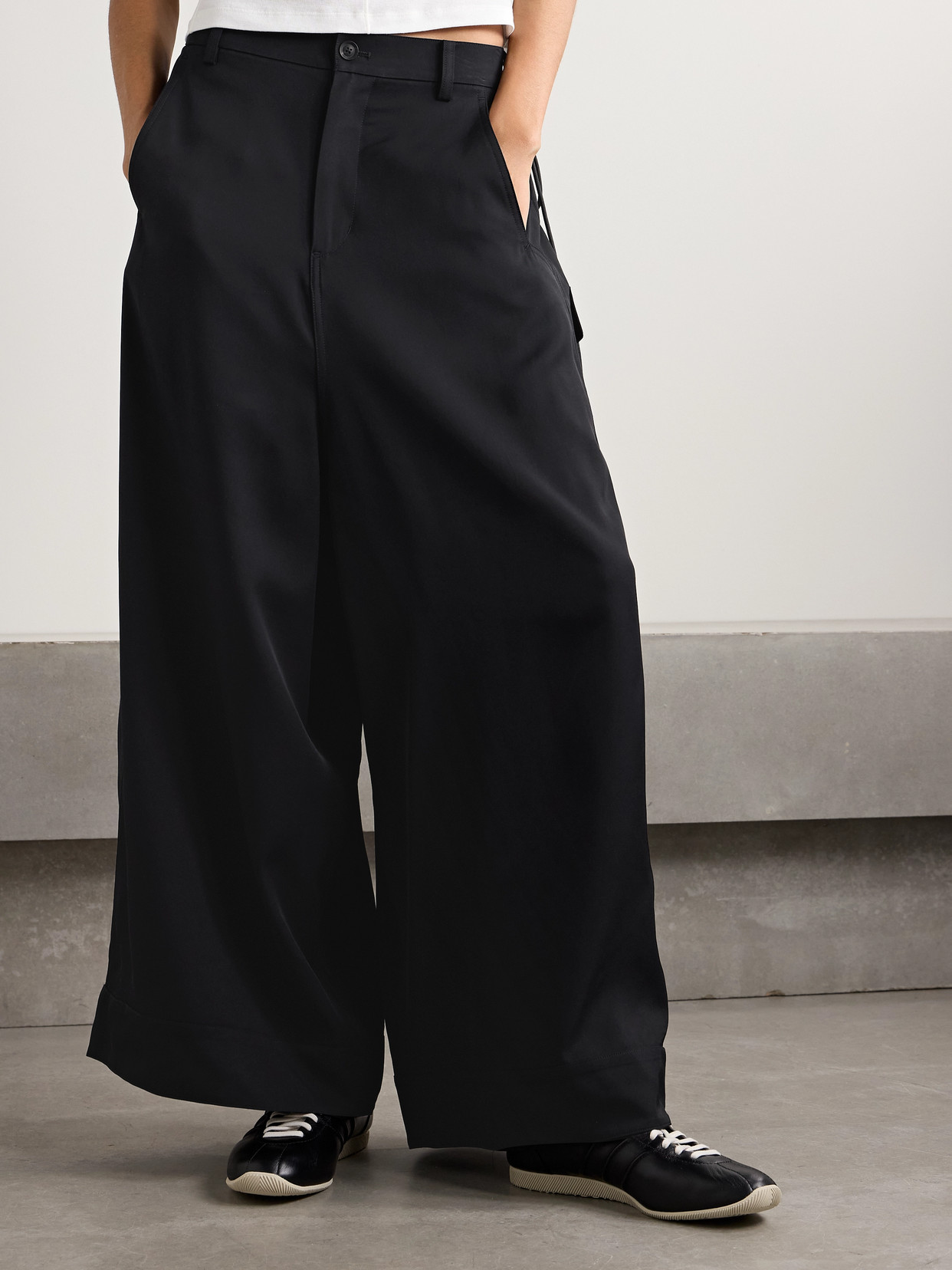 Adidas Originals + Y-3 Twill Wide-leg Pants In Black