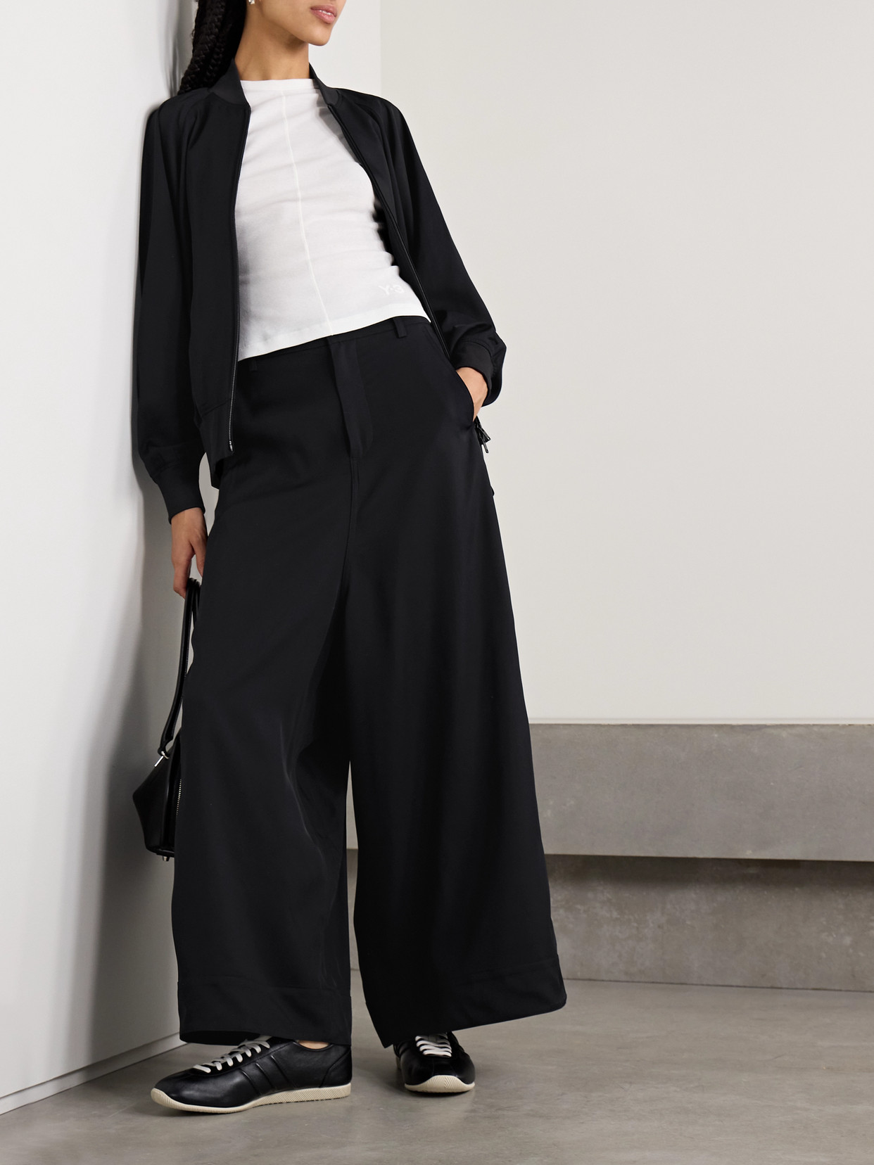 Adidas Originals + Y-3 Twill Wide-leg Pants In Black