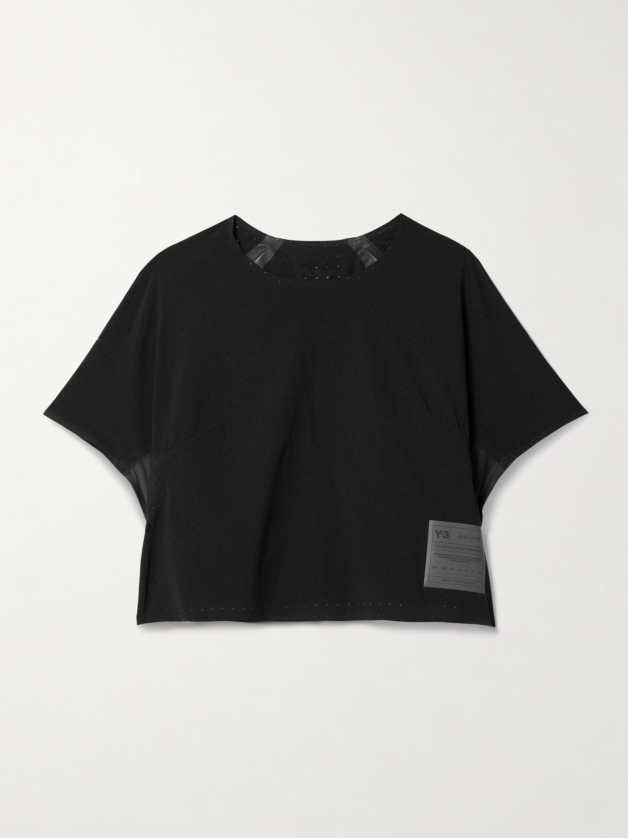 Adidas Originals + Y-3 Cropped Appliquéd Recycled-mesh T-shirt In Black