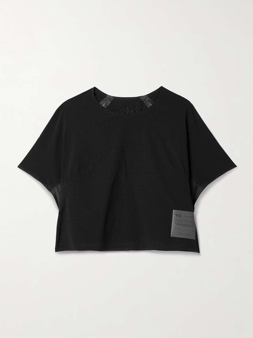 adidas Originals + Y-3 Cropped Appliquéd Recycled-mesh T-shirt