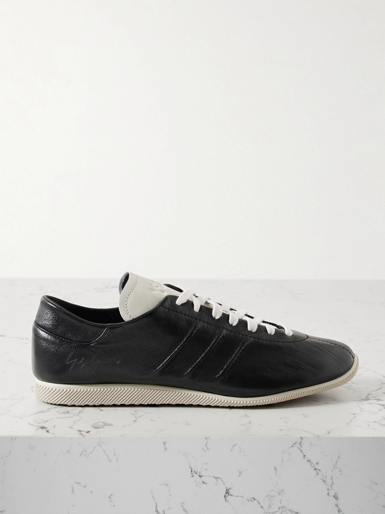 Adidas Originals + Y-3 Leather Sneakers In Black