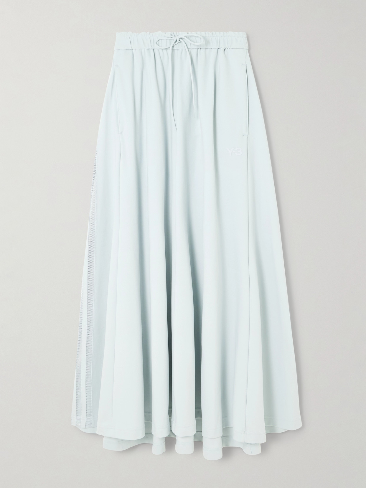 Adidas Originals Pleated Piqué Midi Skirt In Gray