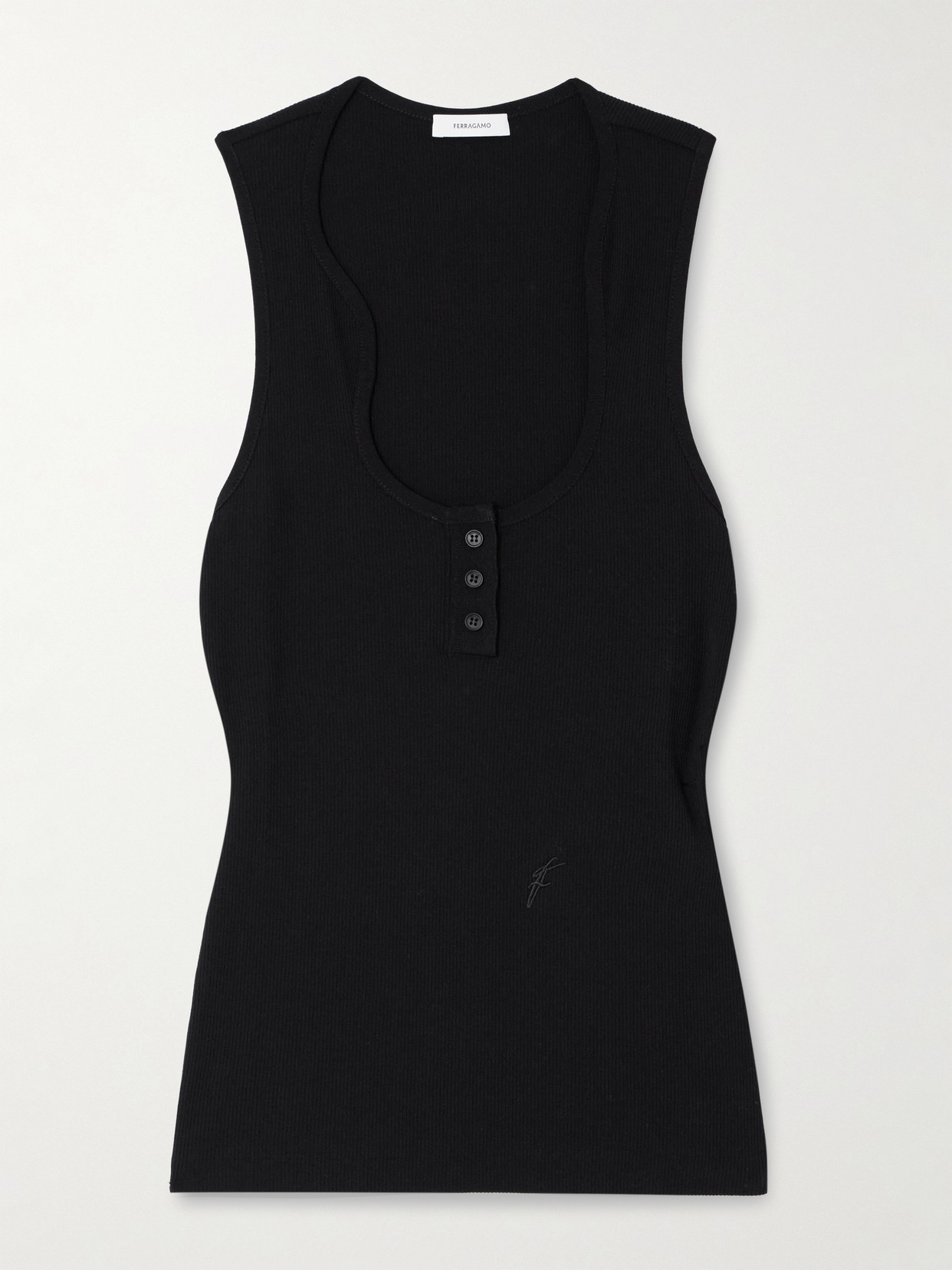 Ferragamo Cutaway Cotton Top In Black