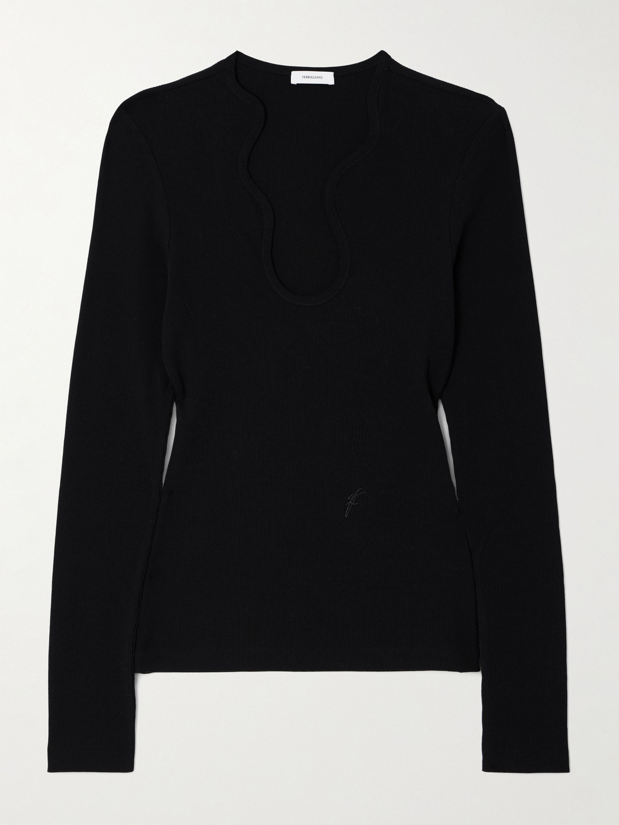 Ferragamo - Ribbed Cotton Top - Black